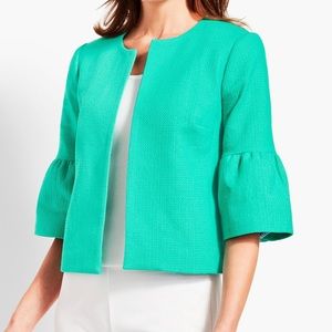 Talbots Flare Sleeve Tweed Jacket Rainforest Green Peplum Sleeves